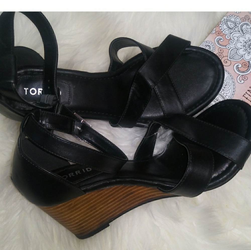 Torrid Black Wedge Sandal New Never Worn